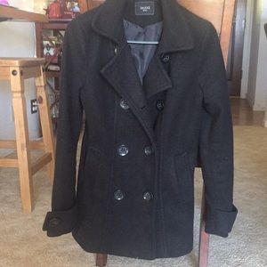Medium black micro fleece pea coat.